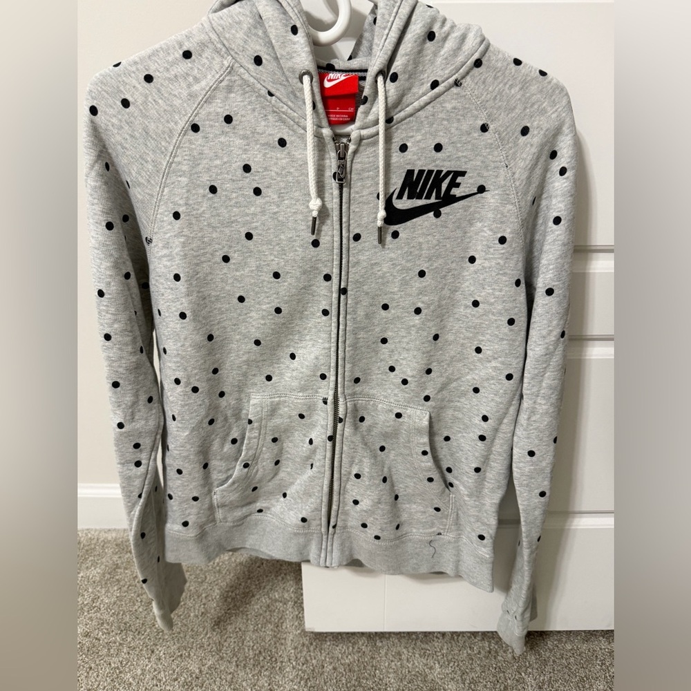Nike Light Gray Hoodie with Black Polka Dots